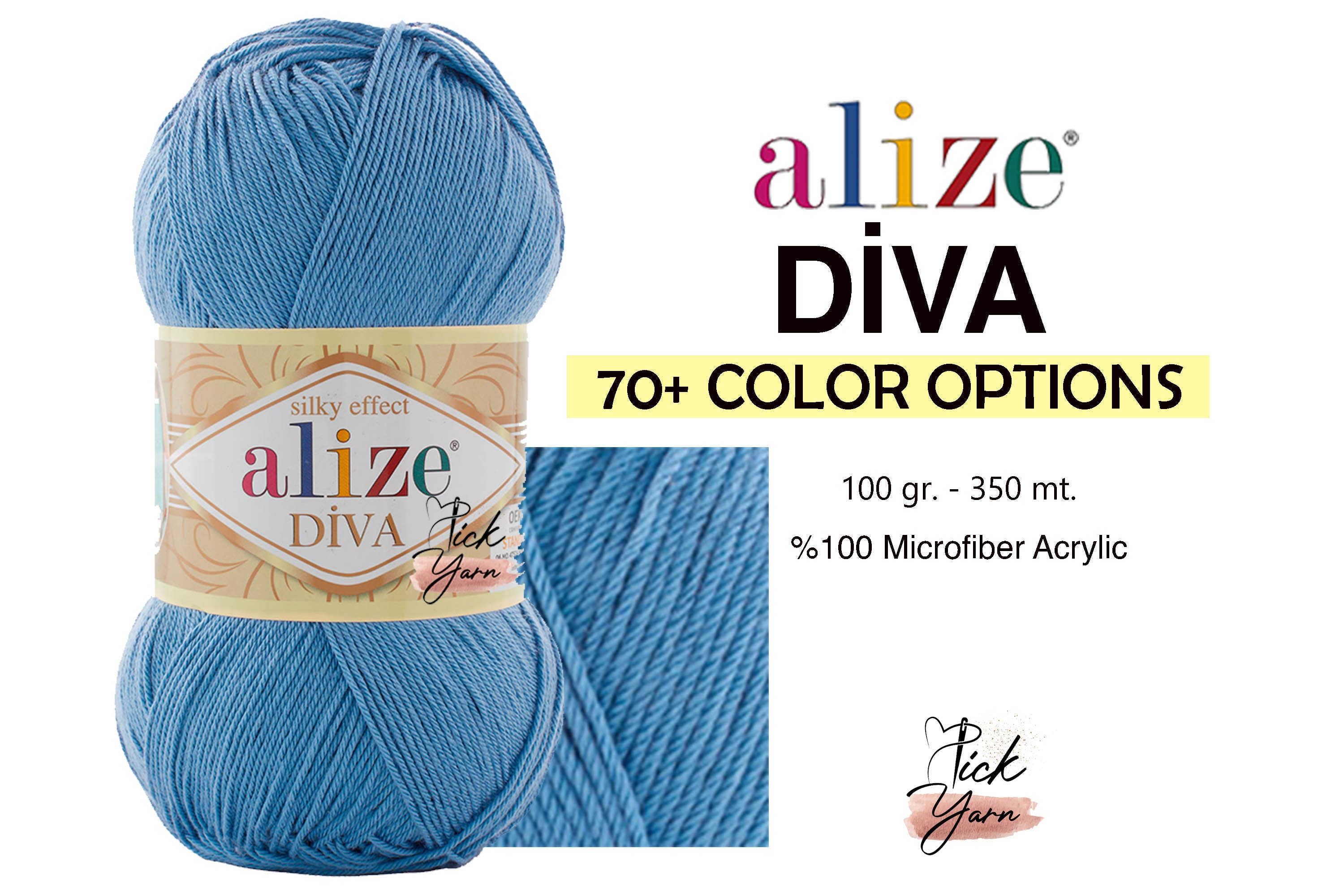 Alize Diva Batik 100gr 350mt microfiber acrylic yarn with silk effect in  batik