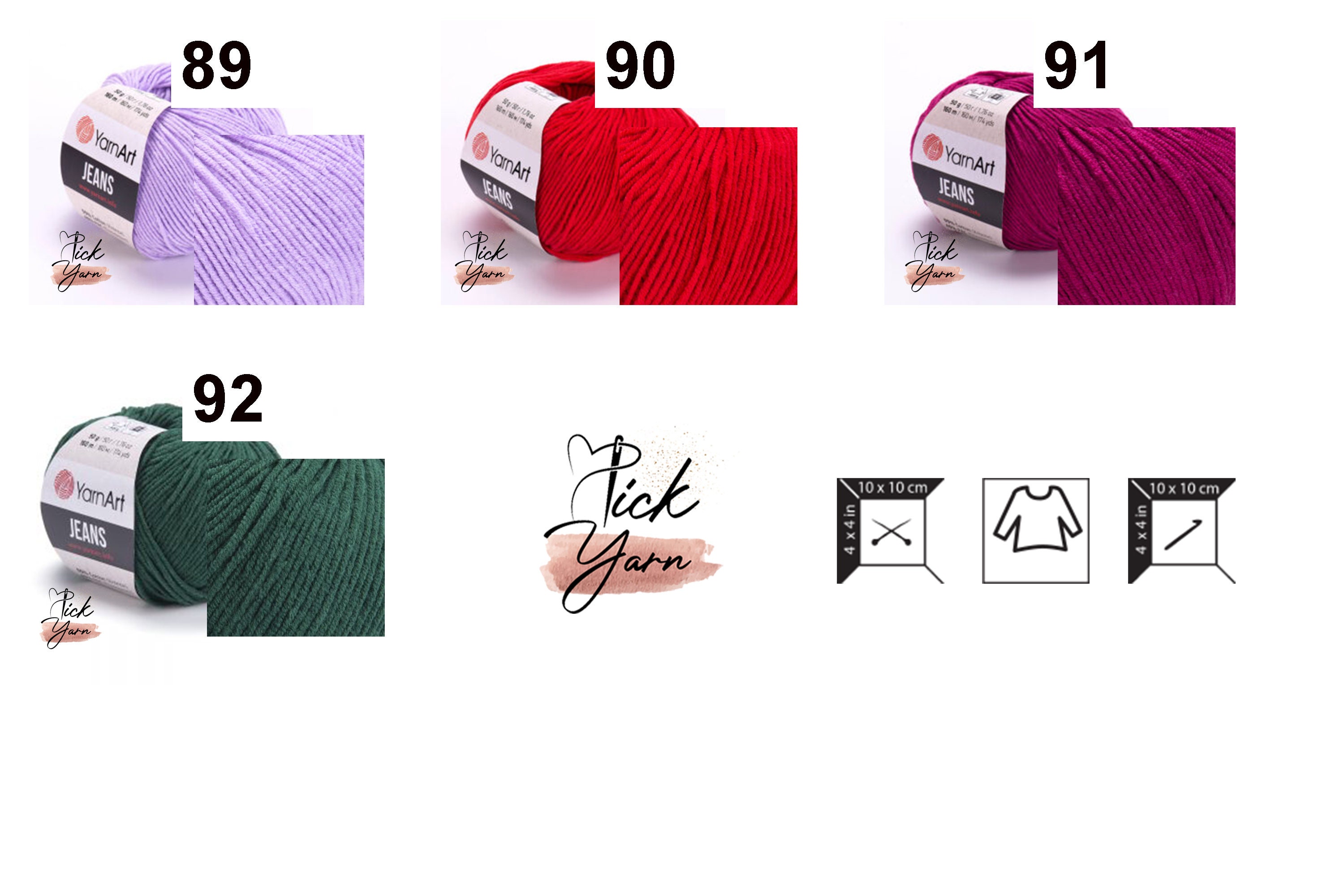 Yarnart Jeans Yarn, Yarnart Jeans 50gr Soft Yarn, Crochet Knitting Yarn