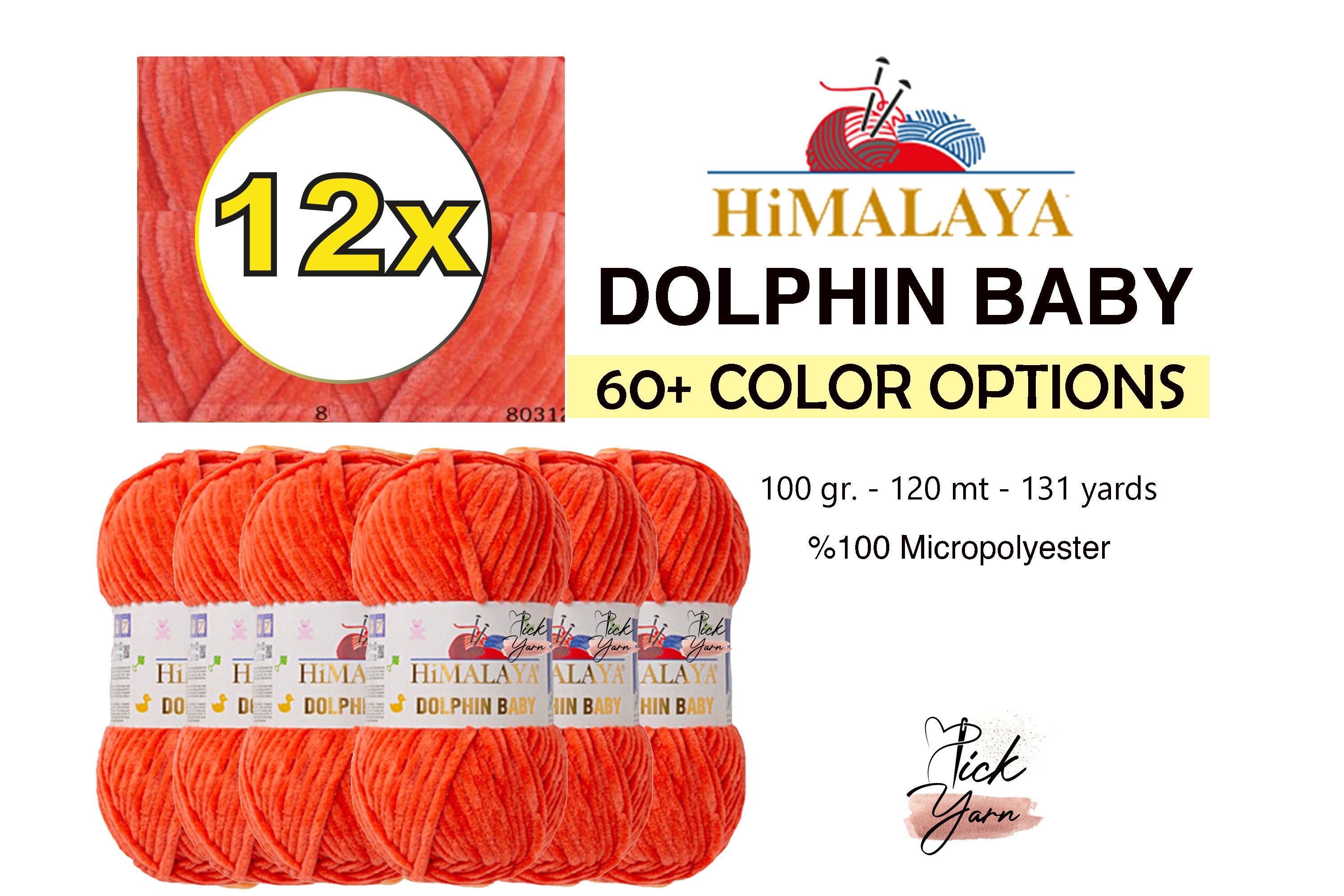 Himalaya Dolphin Baby Chenille Yarn, Orange - 80312