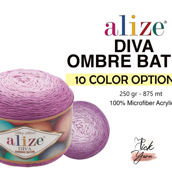 Alize Diva Ombre Batik Yarn, 100% Microfiber Acrylic Ombre Multicolor Yarn, Gradient Cake Yarn Alize Diva Ombre, Glitter Shawl / Bikini Yarn