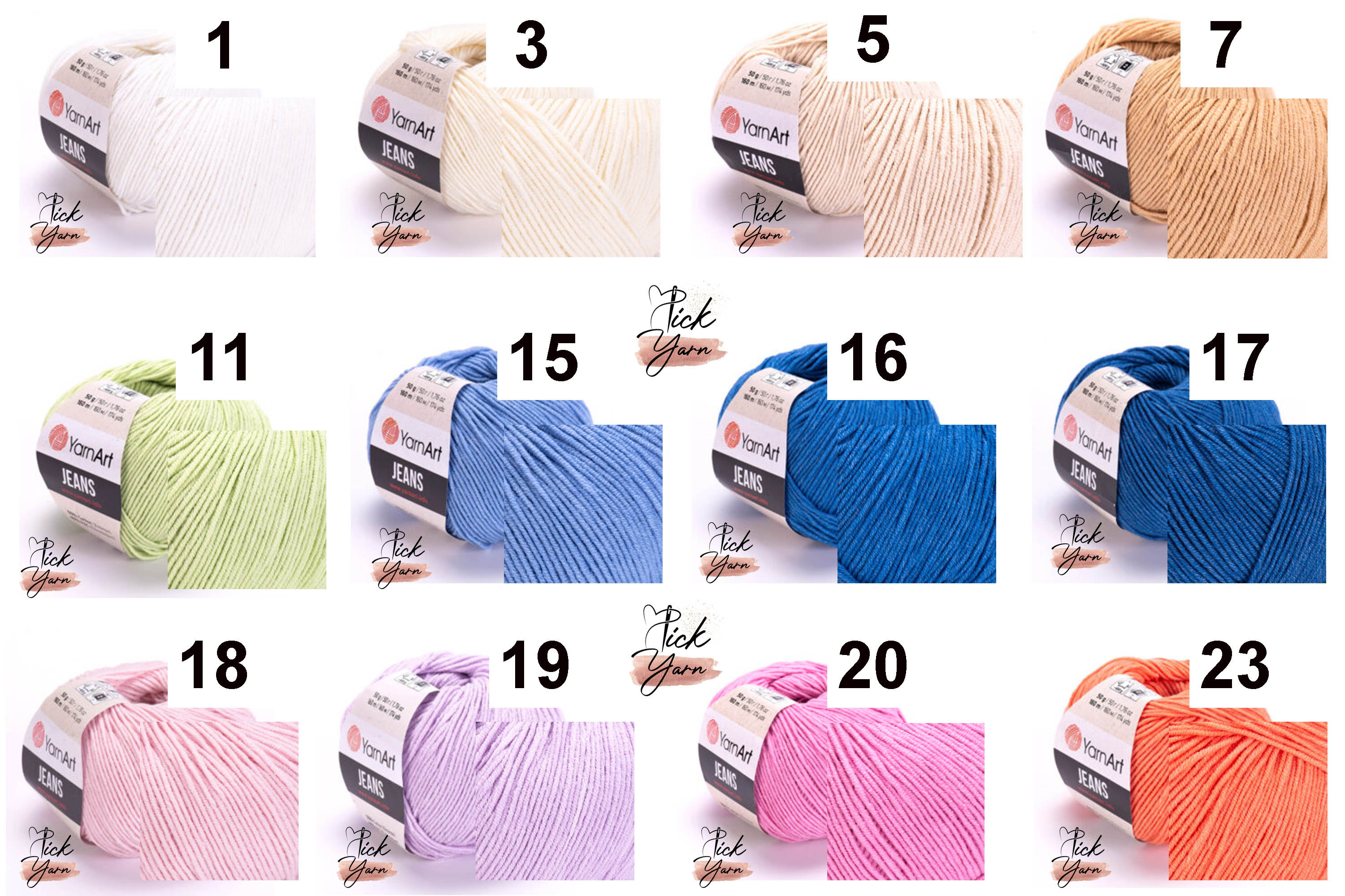 Yarnart Jeans Yarn, Yarnart Jeans 50gr Soft Yarn, Crochet Knitting Yarn