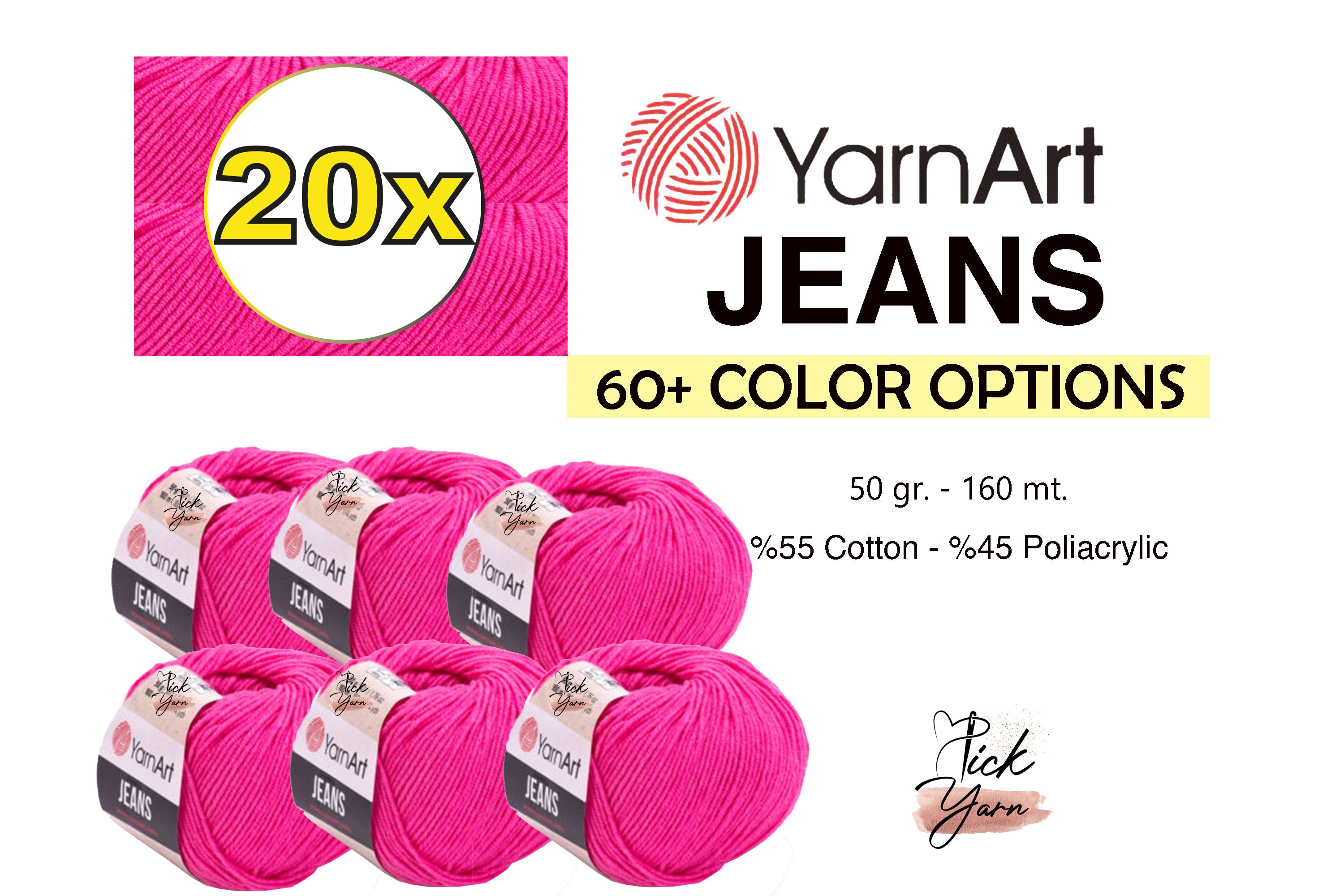 YARNART JEANS PLUS, Cotton Yarn, Knitting Yarn, Crochet,soft Yarn