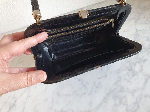 Vintage black leather handbag - image 10