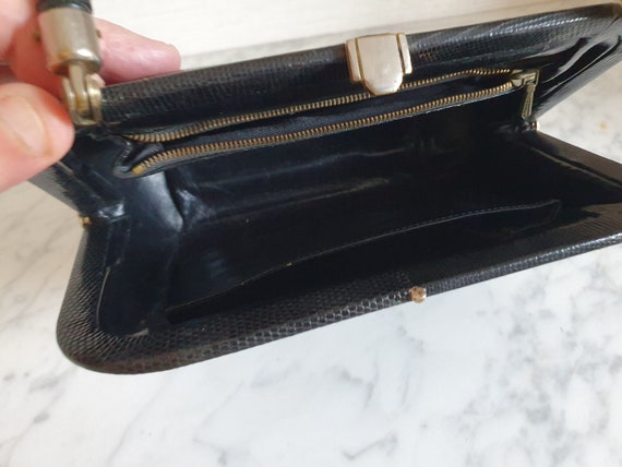 Vintage black leather handbag - image 9