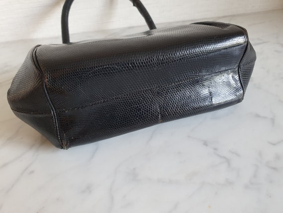 Vintage black leather handbag - image 3