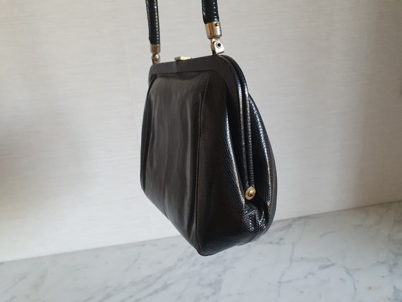 Vintage black leather handbag - image 2