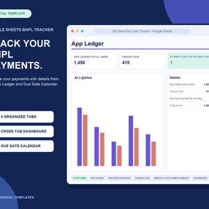 Buy Now Pay Later Tracker | Multi App BNPL Payment and Due Date Spreadsheet