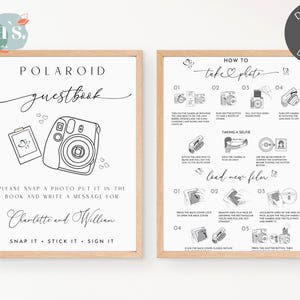 Photo Guest book sign, Instax Mini 12 Instructions Sign, Polaroid Guestbook Sign, Canva Editable camera instructions How to Load New Film
