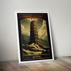 Urithiru - Archivo de las Tormentas / Camino de los Reyes / Cosmere / Mente Cobriza / Arte mural de fantasía - Póster de viaje vintage / Brandon Sanderson