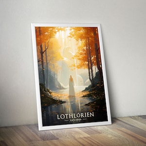 Lothlórien - Vintage Reiseposter - Herr der Ringe Mittelerde - Fantasy Fan Wallart