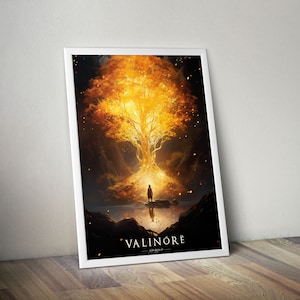Valinore - Póster de viaje vintage - El Señor de los Anillos, Tierra Media - Fan Art de fantasía