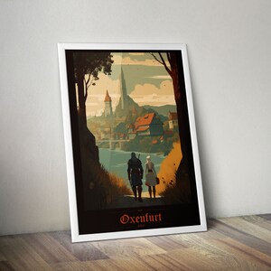 The Witcher - Póster de viaje vintage - Wild Hunt - Oxenfurt - Arte de pared para fanáticos de la fantasía - Regalos geek
