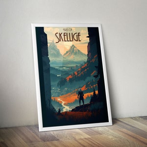 The Witcher - Cartel de viaje vintage - Caza salvaje - Skellige - Arte de pared de fans de fantasía - Regalos geek