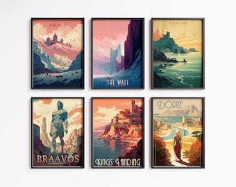 Game of Thrones Travel Poster Set: Vintage Style Wall Art