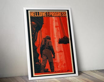 Hell Dive for Progress - Red Rising Vintage Propaganda Travel Poster Set: Iron Gold, Dark Age, Morning Star Fantasy Art