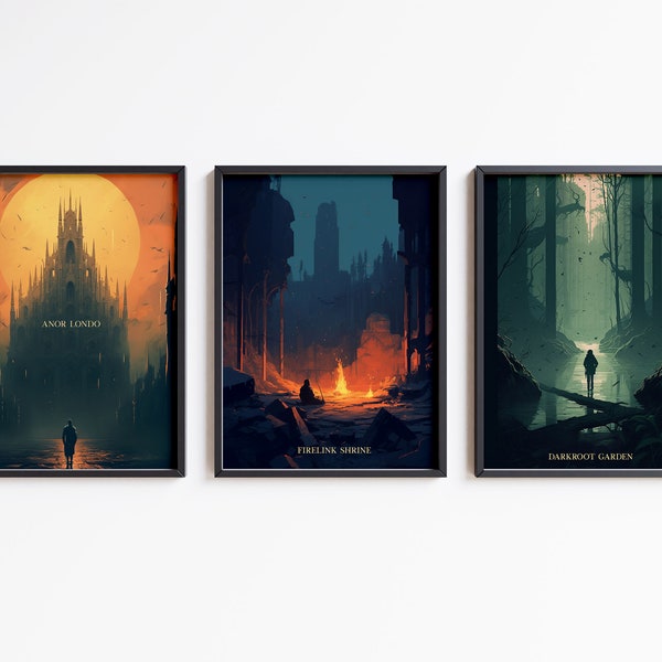 Dark souls - 3 x Vintage Travel Poster Mega Bundle - Videospiel - Fantasy Fan Wandkunst - Geek Geschenke