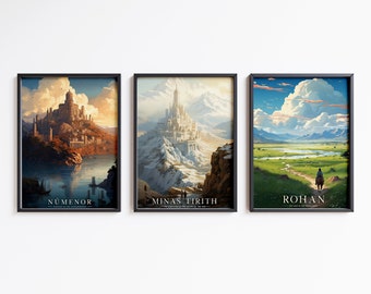 Middle Earth Travel Poster Set: Kingdoms of Man Wall Art
