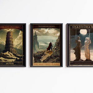 Stormlight Archive - 3 x Mega Bundle de posters de voyage vintage - Brandon Sanderson - Art mural fantastique - Chemin des rois - Coppermind Cosmere