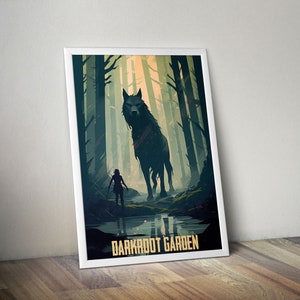 Dark Souls - Vintage Reiseposter - Dark Root Garden - Great Grey Wolf Sif - Fantasy Fan Wallart - Gamer Geschenk