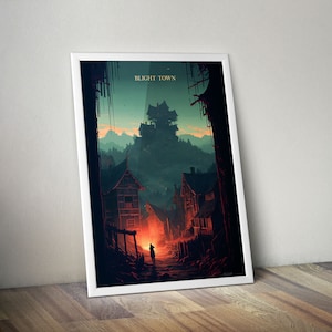 Dark Souls - Póster de viaje vintage - Blight Town - Arte mural de fantasía - Regalo para gamers