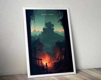 Dark Souls - Vintage Travel Poster - Blight Town - Fantasy Fan Wallart - Gamer Gift