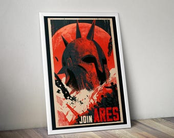 Join Ares - Sons of Ares - Red Rising Vintage Propaganda Travel Poster Set: Iron Gold, Dark Age, Morning Star Fantasy Art