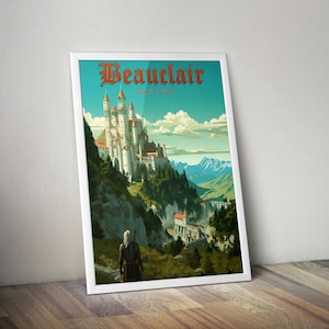 The Witcher - Vintage Reiseposter - Wilde Jagd - Beauclair - Toussaint - Fantasy Fan Wandkunst - Geek Geschenke