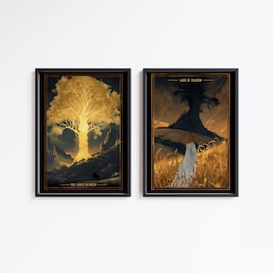 Bague Elden - lot de 2 affiches - L'ombre de l'Erdtree - Art mural fan fantastique - Cadeau pour joueur - Poster du jeu Souls