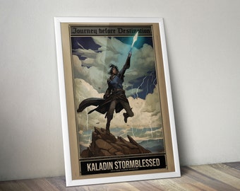 Stormlight Archive - Kaladin Stormblessed | Way of Kings | Cosmere | Coppermind | Fantasy Wall Art Vintage Travel Poster | Brandon Sanderson