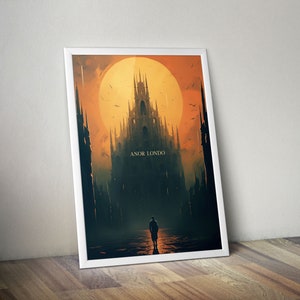 Dark Souls - Vintage Reiseposter - Anor Londo - Fantasy Fan Wallart - Gamer Geschenk