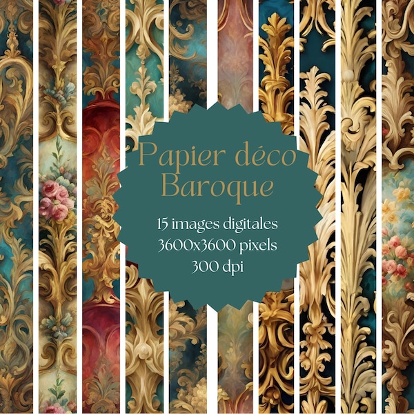 Dark Boudoir Digital Paper, ornate backgrounds with baroque flourishes in decorative gold instant download printable paper gift home décor