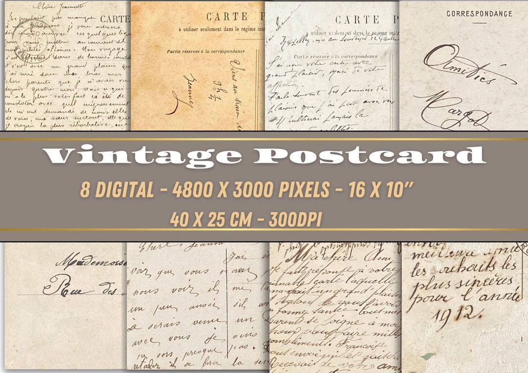 Printable Vintage Postcard Set of 8 Prints Digital Image Download Old ...