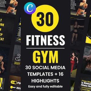 30 Fitness Instagram Post Vorlagen und Stories | Fitness Vorlagen | Canva Template | Personal Trainer | Fitness Coach | Gesundheit & Fitness