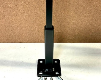 No Welding Handrail Mount -rusty metal Post HOLLOW Repair 6" for 1" posts-Slips into existing Post Black Paint w Hardware