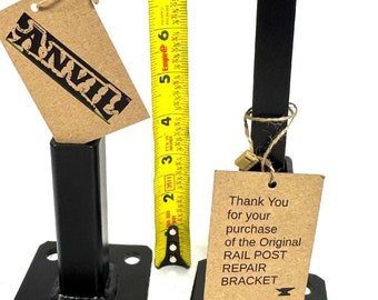 Outdoor 4" rusty metal Broken post Repair 2pk for 1" Hollow posts NO welding needed! Slips into existing Leg Black Paint w/ Hardware