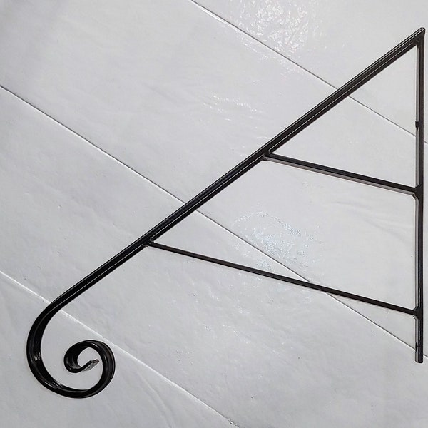 Scrolled Handrail Grab Bar Decorative Hand forged wrought Iron 27" 2-3 step Railings with double supports Painted Black Hardware included!