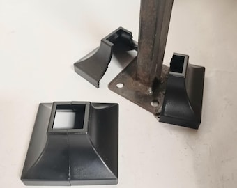 2 pack 1" Black Stair Railing Post Base Cover, Snap-On Skirt