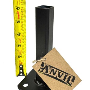 Rusty Outdoor step Railing Post Repair Base For 1" Post, 6" stair Rail Mount to WELD On. Black paint-bolts- Make great Table legs! PAT PEND