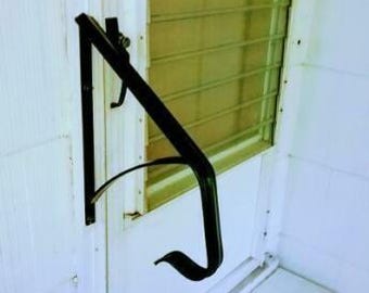 Handrail Outdoor Grab bar lamb tongue design rail end wrought Iron 22" 1-2 step staircase porches Interior Railings Black paint w hardware