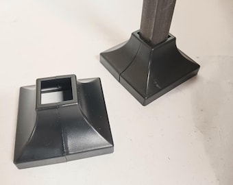 2 pk cosmetic 1 1/2" Posts stair railing base skirt covers Snap ON use with New or Old Handrails. Black ABS plastic