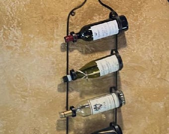 Huge bottle shaped wine racks for 4 bottles metal wall Bar decor Kitchen