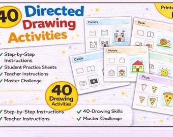 40 Directed Drawing Worksheets for Kids | Step-by-Step Printable Drawing Activities
