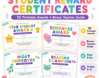 Student Reward Certificates Printable Pack | Classroom Awards | Positive Behavior | No Prep Teacher Resource Grades K-8