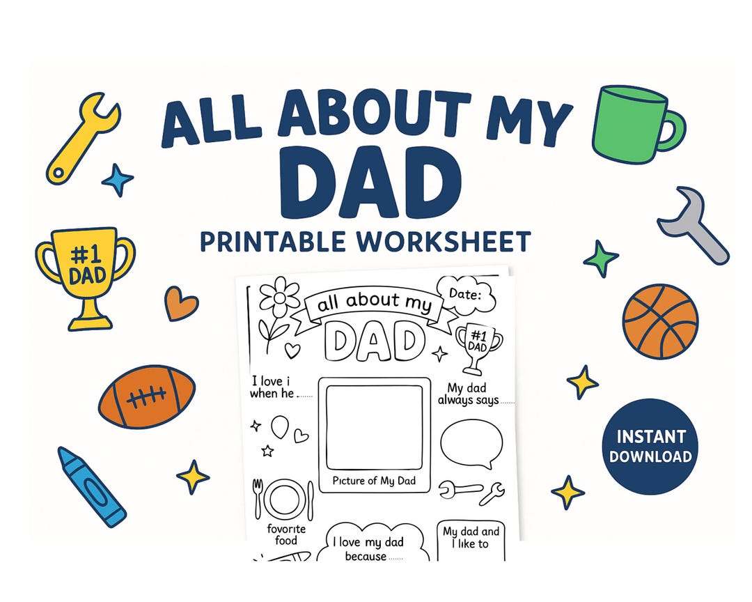 All About My Dad Printable Worksheet: Father's Day Kids Activity ...
