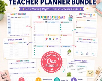 Teacher Planner Bundle Printable | Lesson Plans, Student Tracker & Teacher Guide