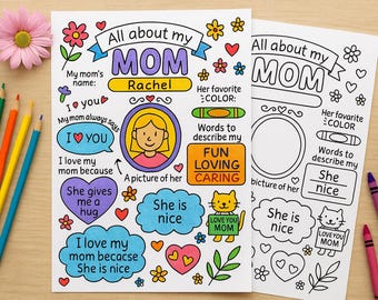 All About My Mom Worksheet: Kids Printable Mother's Day Activity (PDF)