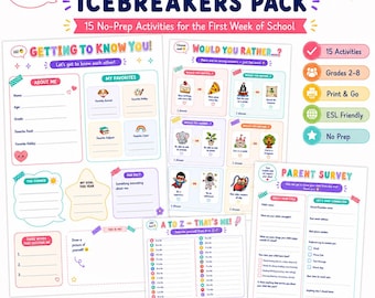 Back to School Icebreakers Pack | ESL Activities & Conversation Starters