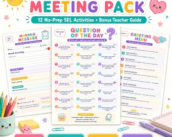 Morning Meeting Activities Printable | Circle Time  Classroom | SEL Community Building | No Prep  Teacher Resource Grades K-6