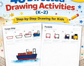 40 Directed Drawing Activities for Kids | Step-by-Step K-2 Art (Printable PDF)