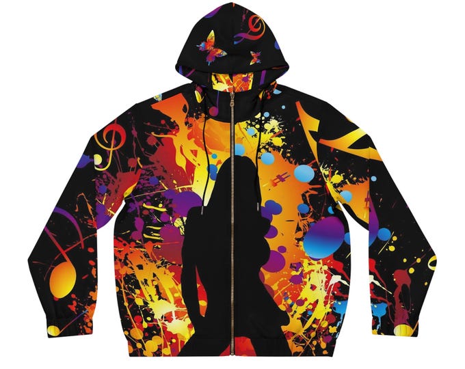 Dj.s-/ Men's Full-Zip Hoodie (AOP) Urban Style/ artist clothing